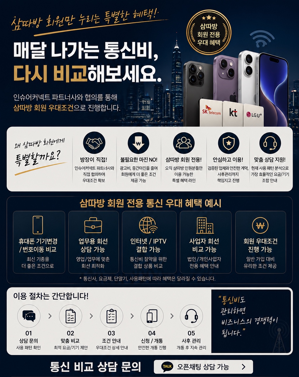 삼따방 회원 전용 휴대폰·통신 우대 혜택 안내